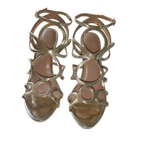 Christian Siriano Women's Gold Metallic Strappy Heels Sandals Size 10 NWOT